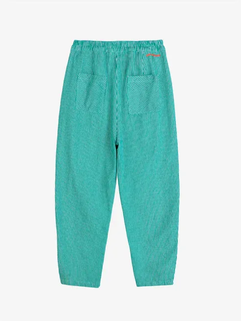 Striped Twill Cocoon Pant | Green Stripe