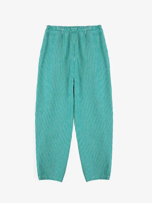 Striped Twill Cocoon Pant | Green Stripe