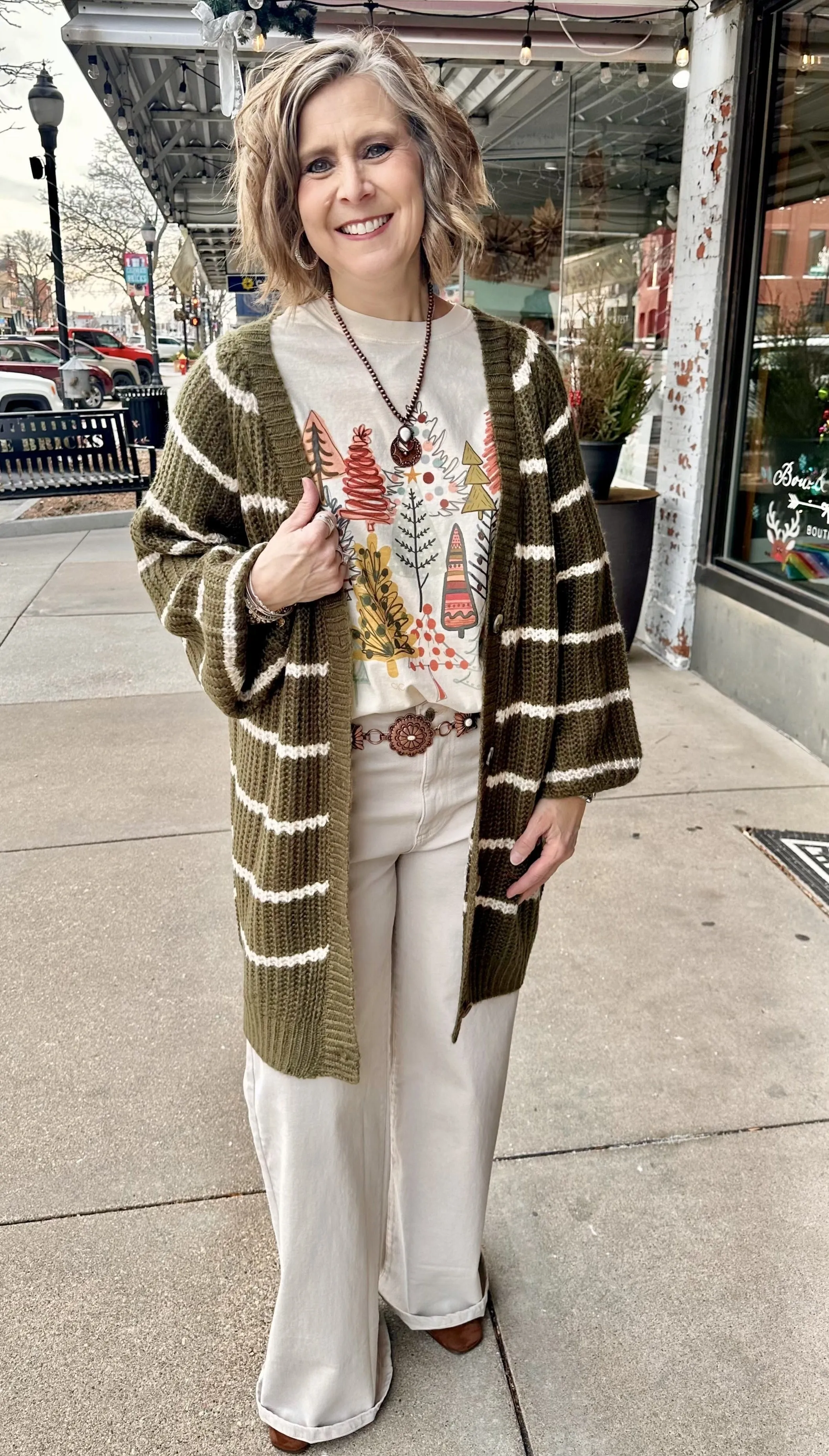 Striped Woven Oversized Button Down Cardigan Sweater