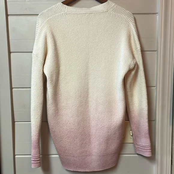 SUNDANCE Sunset Moments Ombre Knit Cardigan Sweater inCream/Pink Size S.