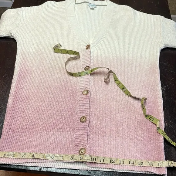 SUNDANCE Sunset Moments Ombre Knit Cardigan Sweater inCream/Pink Size S.