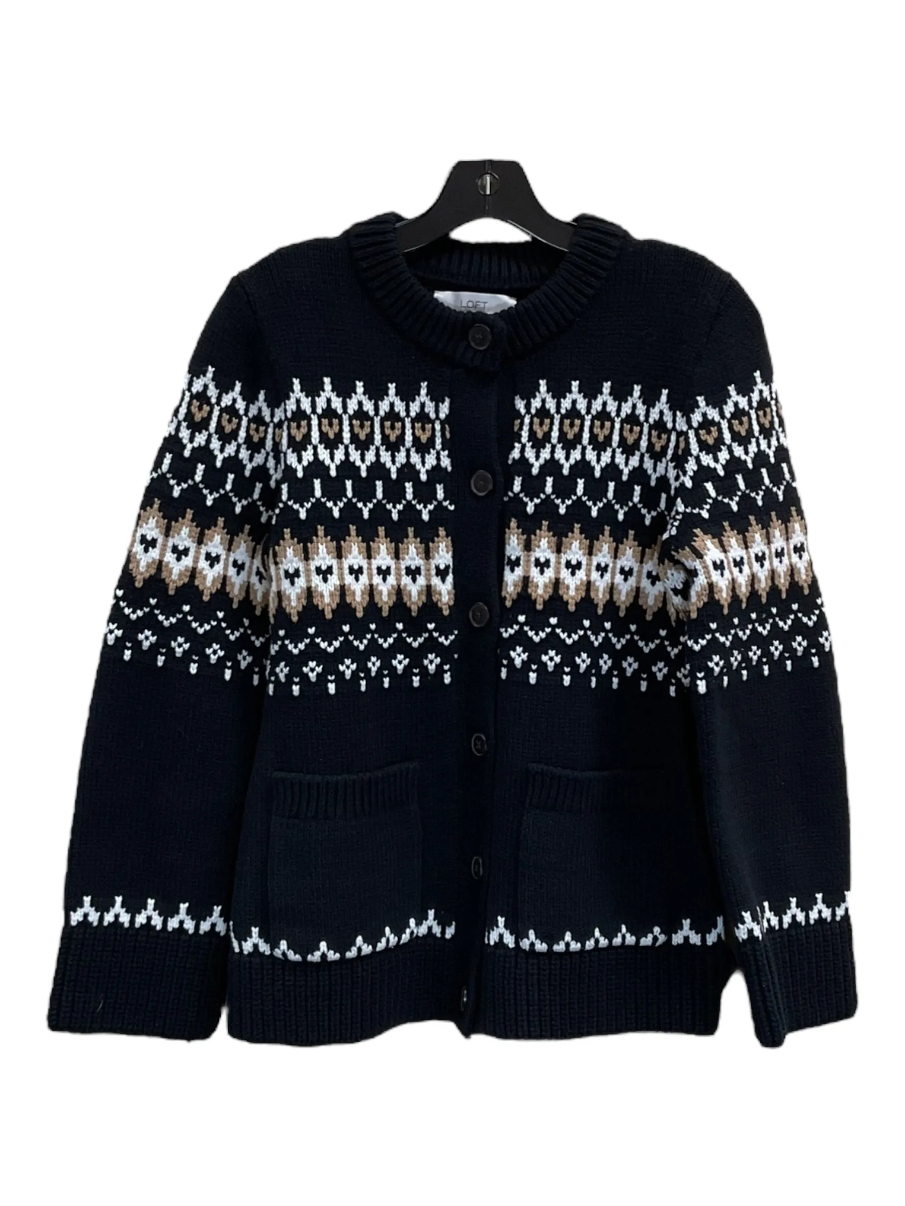 Sweater Cardigan By Loft In Black, Size: M