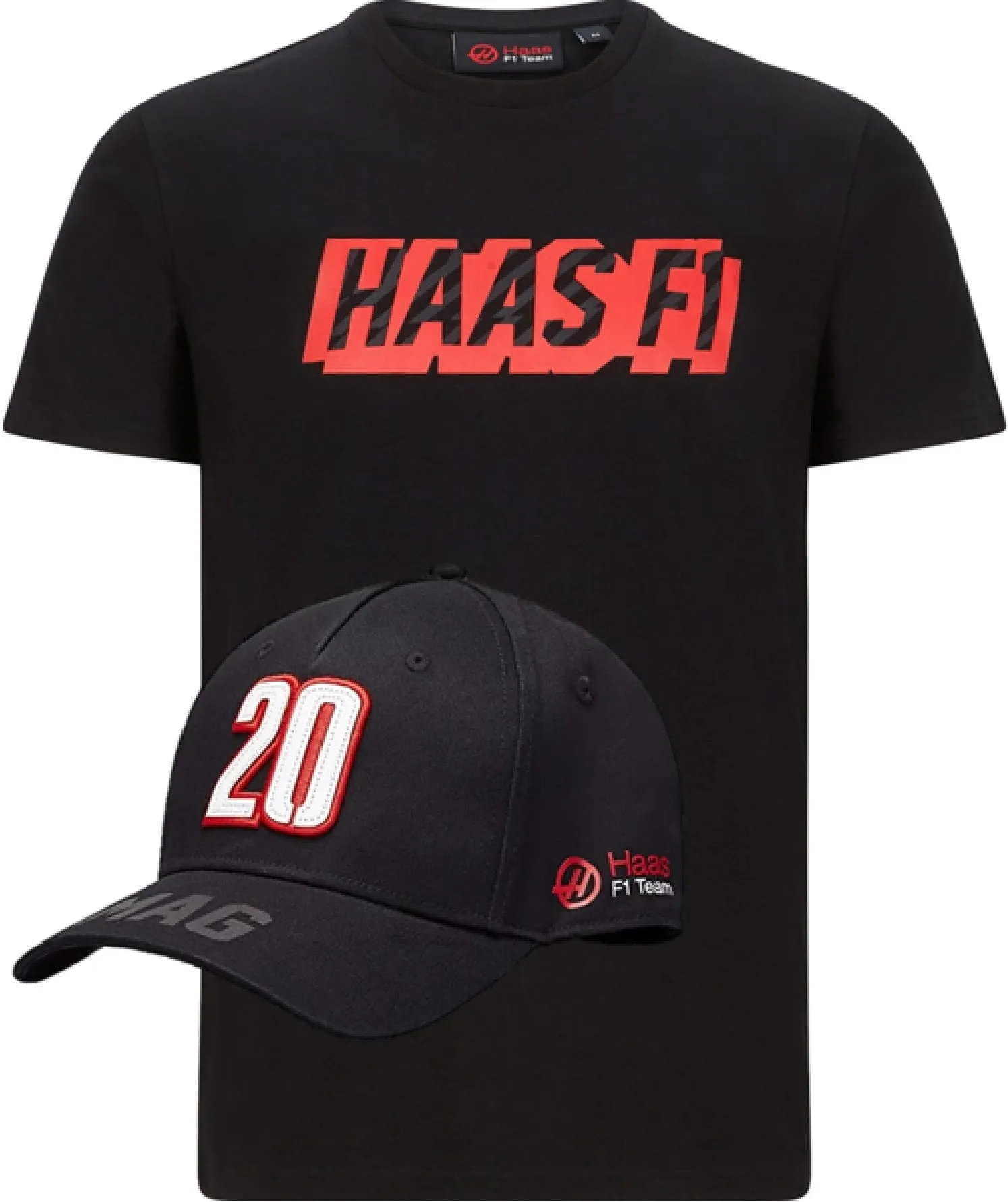 T-SHIRT & CAP Formula One 1 Haas Magnussen F1 Team NEW Graphic Logo Black