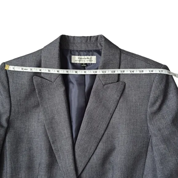 Tahari Arthur S. Levine Blue Blazer Business Career Jacket Crosshatch Size 18