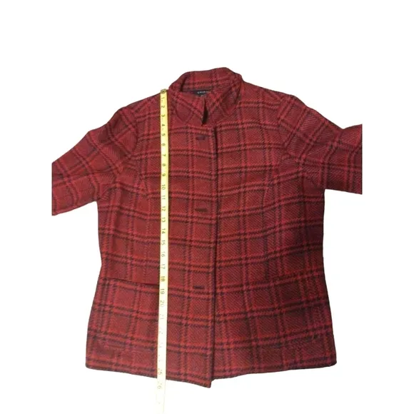 Talbot Houndstooth Blazer Red -Black Plaid Buttons Pockets Preppy  Girl Boss 12