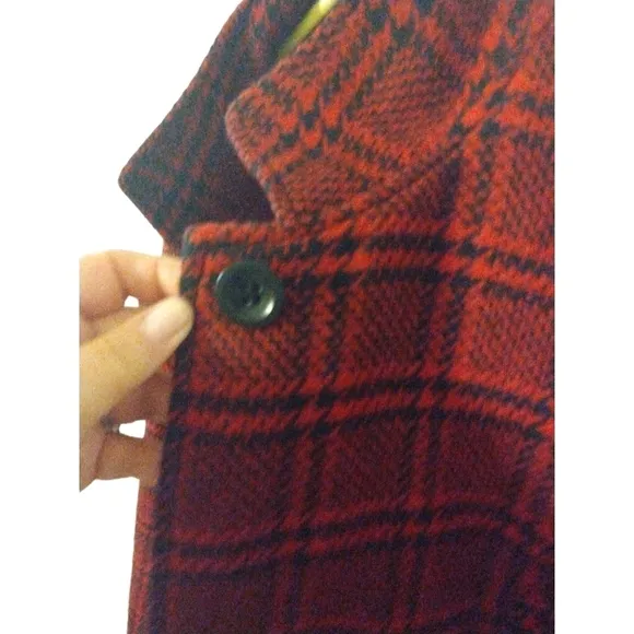 Talbot Houndstooth Blazer Red -Black Plaid Buttons Pockets Preppy  Girl Boss 12