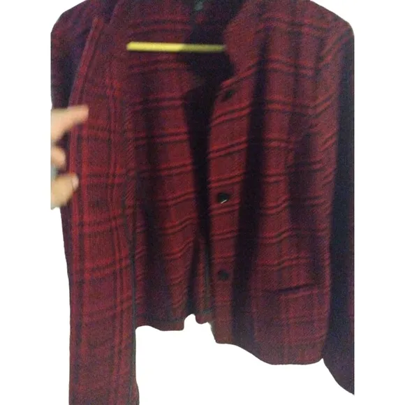 Talbot Houndstooth Blazer Red -Black Plaid Buttons Pockets Preppy  Girl Boss 12