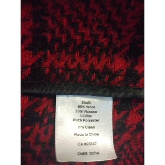 Talbot Houndstooth Blazer Red -Black Plaid Buttons Pockets Preppy  Girl Boss 12