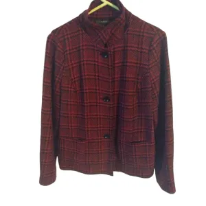 Talbot Houndstooth Blazer Red -Black Plaid Buttons Pockets Preppy  Girl Boss 12
