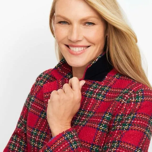 Talbots Holiday Plaid Blazer size 6P Red