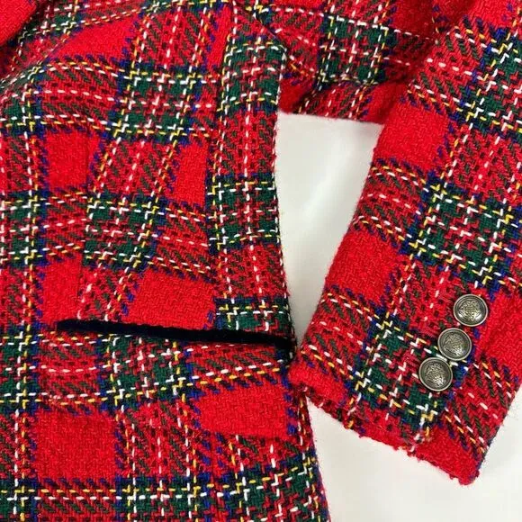 Talbots Holiday Plaid Blazer size 6P Red