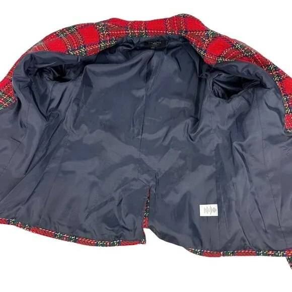 Talbots Holiday Plaid Blazer size 6P Red