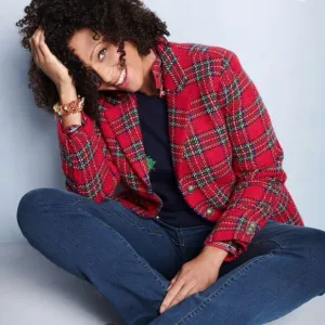 Talbots Holiday Plaid Blazer size 6P Red