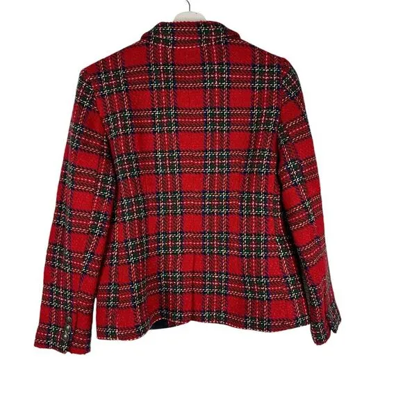 Talbots Holiday Plaid Blazer size 6P Red