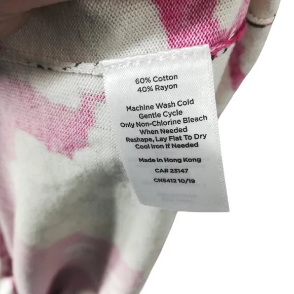 Talbots Lightweight Pink Floral 3/4 Sleeve Sweater Size XL Cotton Paisley NWT