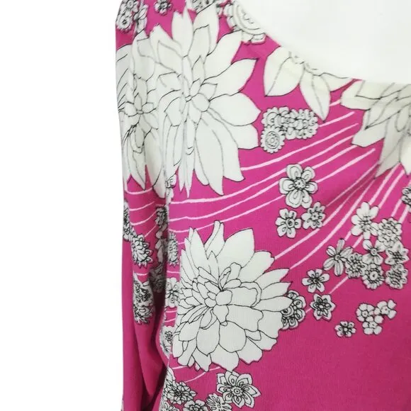 Talbots Lightweight Pink Floral 3/4 Sleeve Sweater Size XL Cotton Paisley NWT