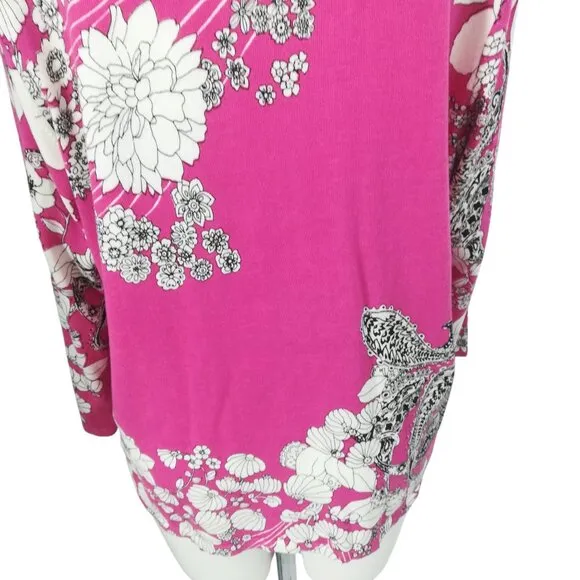 Talbots Lightweight Pink Floral 3/4 Sleeve Sweater Size XL Cotton Paisley NWT