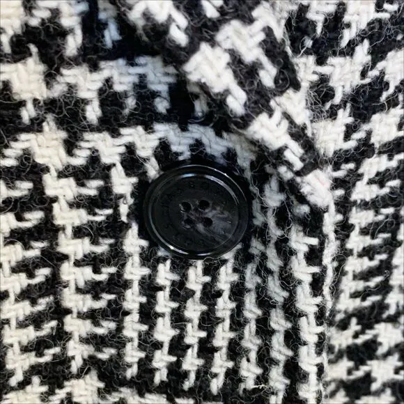 Talbots Long Wool Blend Jacket Coat Black White Glen Plaid 18WP Plus Petite 18