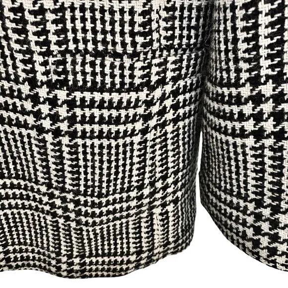 Talbots Long Wool Blend Jacket Coat Black White Glen Plaid 18WP Plus Petite 18