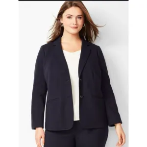 Talbots Plus Jacket Blazer Woman's Size 16 Navy Blue Lined Career Office N93