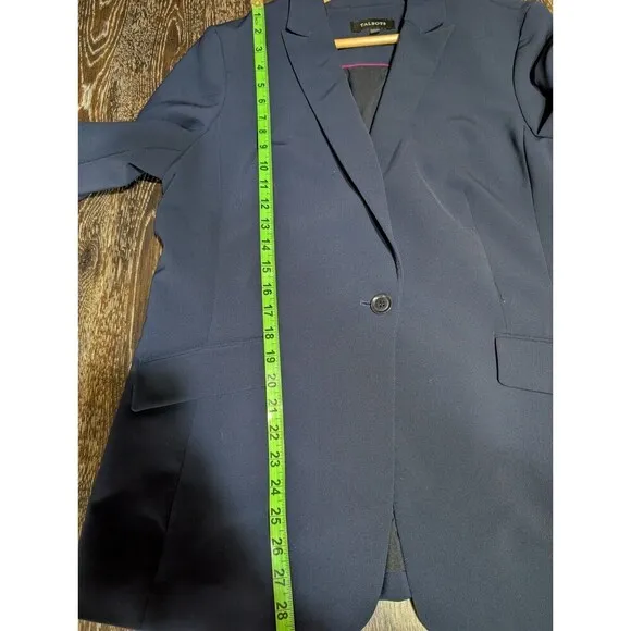 Talbots Plus Jacket Blazer Woman's Size 16 Navy Blue Lined Career Office N93
