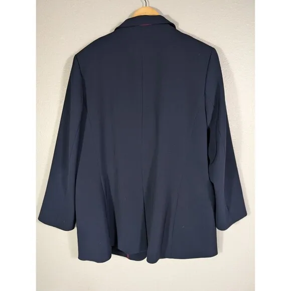 Talbots Plus Jacket Blazer Woman's Size 16 Navy Blue Lined Career Office N93