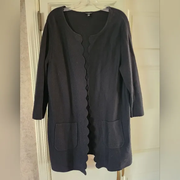 TALBOTS PLUS SIZE 1X BLACK CARDIGAN SWEATER.