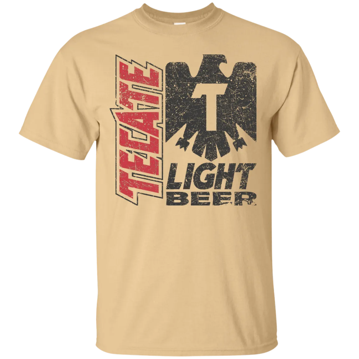 Tecate Beer T-Shirt Custom Designed Color Worn Label Pattern