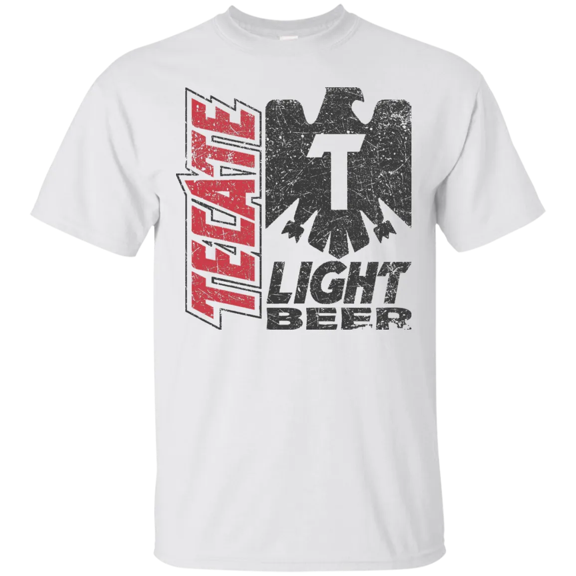 Tecate Beer T-Shirt Custom Designed Color Worn Label Pattern