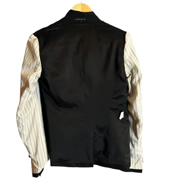 THEORY Black Gabe Blazer Jacket Single Breasted Wool Career Slim Stretch 6 GUC