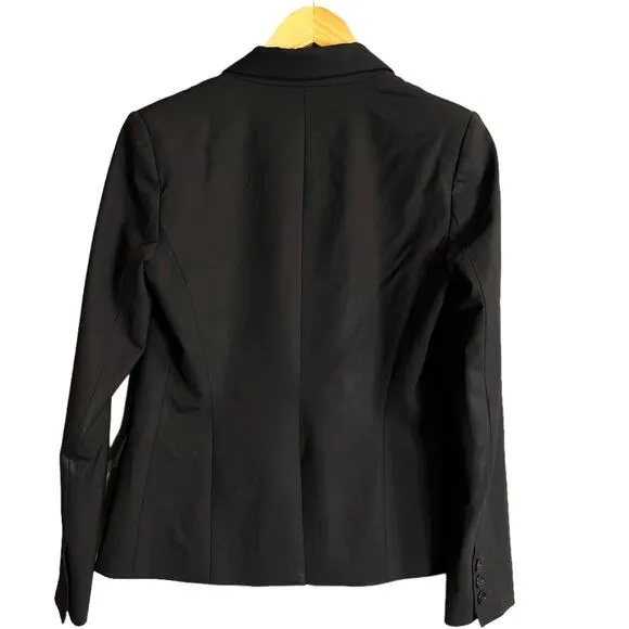 THEORY Black Gabe Blazer Jacket Single Breasted Wool Career Slim Stretch 6 GUC