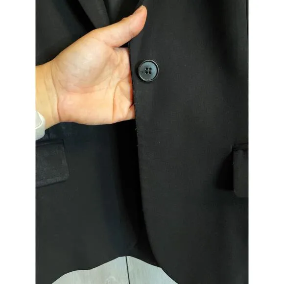 THEORY Black Gabe Blazer Jacket Single Breasted Wool Career Slim Stretch 6 GUC