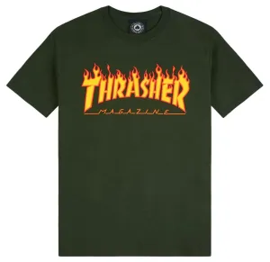 Thrasher Flame Logo Tee - Forrest Green