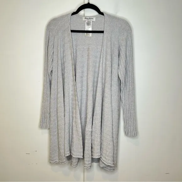 Tommy Bahama Island Soft Open Front Cardigan In Gray