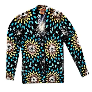 Tory Burch 100% Merino Wool Cardigan Sweater, Sunburst, Sz M, Multi color