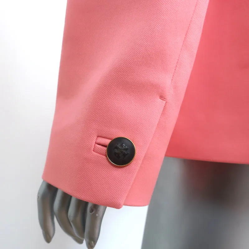 Tory Burch Blazer Salmon Double Weave Cotton Size 12 Three-Button Jacket