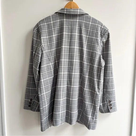 [treasure &amp; bond] oversized two-button blazer gray plaid