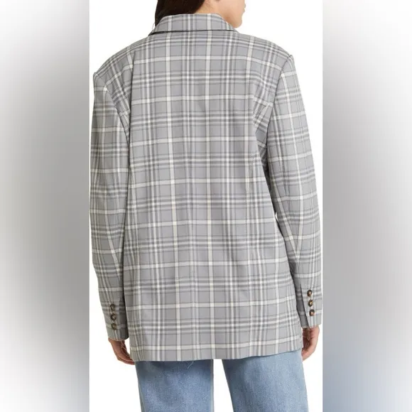 [treasure &amp; bond] oversized two-button blazer gray plaid