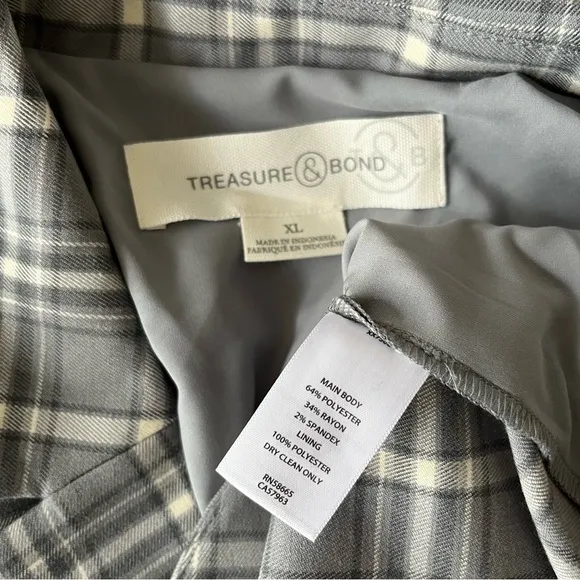 [treasure &amp; bond] oversized two-button blazer gray plaid