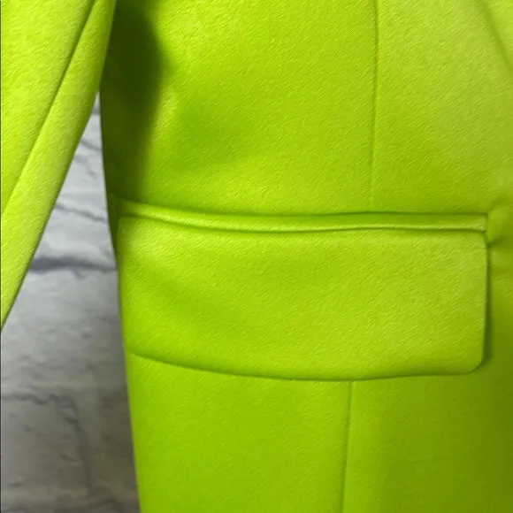 Trendy Peter Nygard Lime Green Blazer Wide Lapels Double Breasted Size 8 Lined