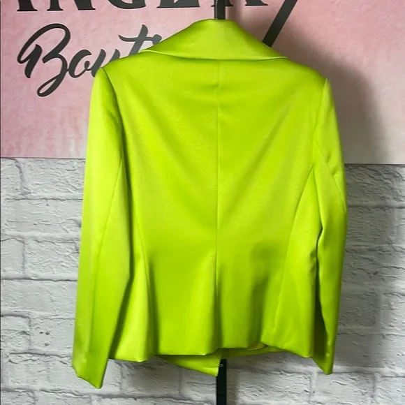 Trendy Peter Nygard Lime Green Blazer Wide Lapels Double Breasted Size 8 Lined