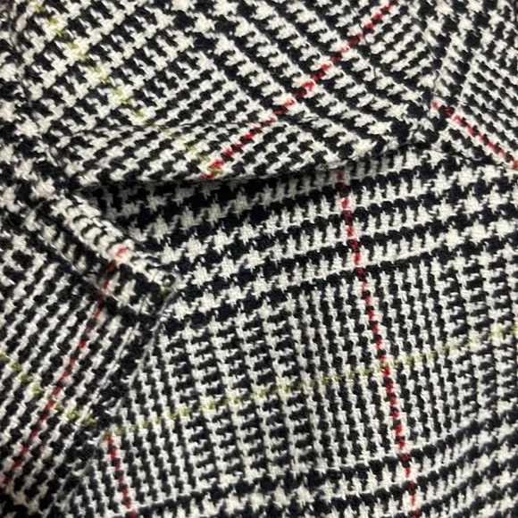 Trina Turk Blazer Plaid Wool Blend Cropped Fully Lined 3/4 Sleeve 3-Button