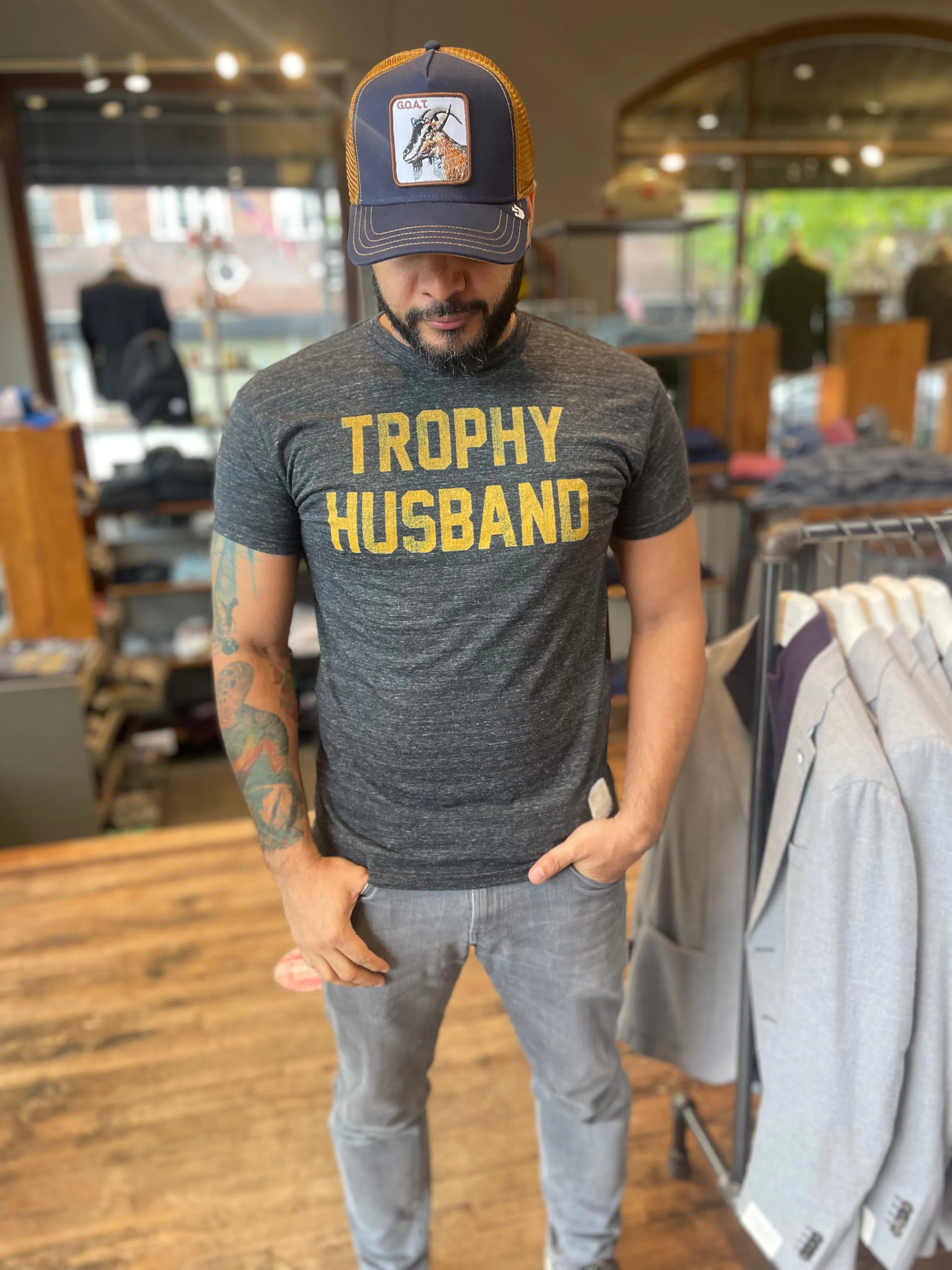 Trophy Husband Streaky Black T-Shirt