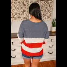 USA Colorblock Lightweight Sweater in American Stripes