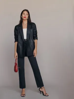 Veda Dalia Relaxed Leather Blazer Black
