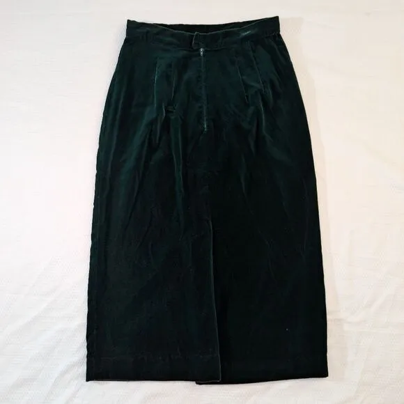 Velvety Green Handmade Matching Blazer and Midi Skirt Set - 4/XS