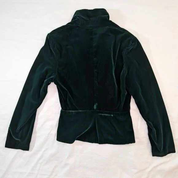 Velvety Green Handmade Matching Blazer and Midi Skirt Set - 4/XS