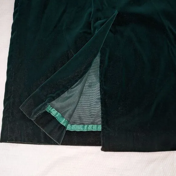 Velvety Green Handmade Matching Blazer and Midi Skirt Set - 4/XS