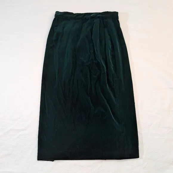 Velvety Green Handmade Matching Blazer and Midi Skirt Set - 4/XS