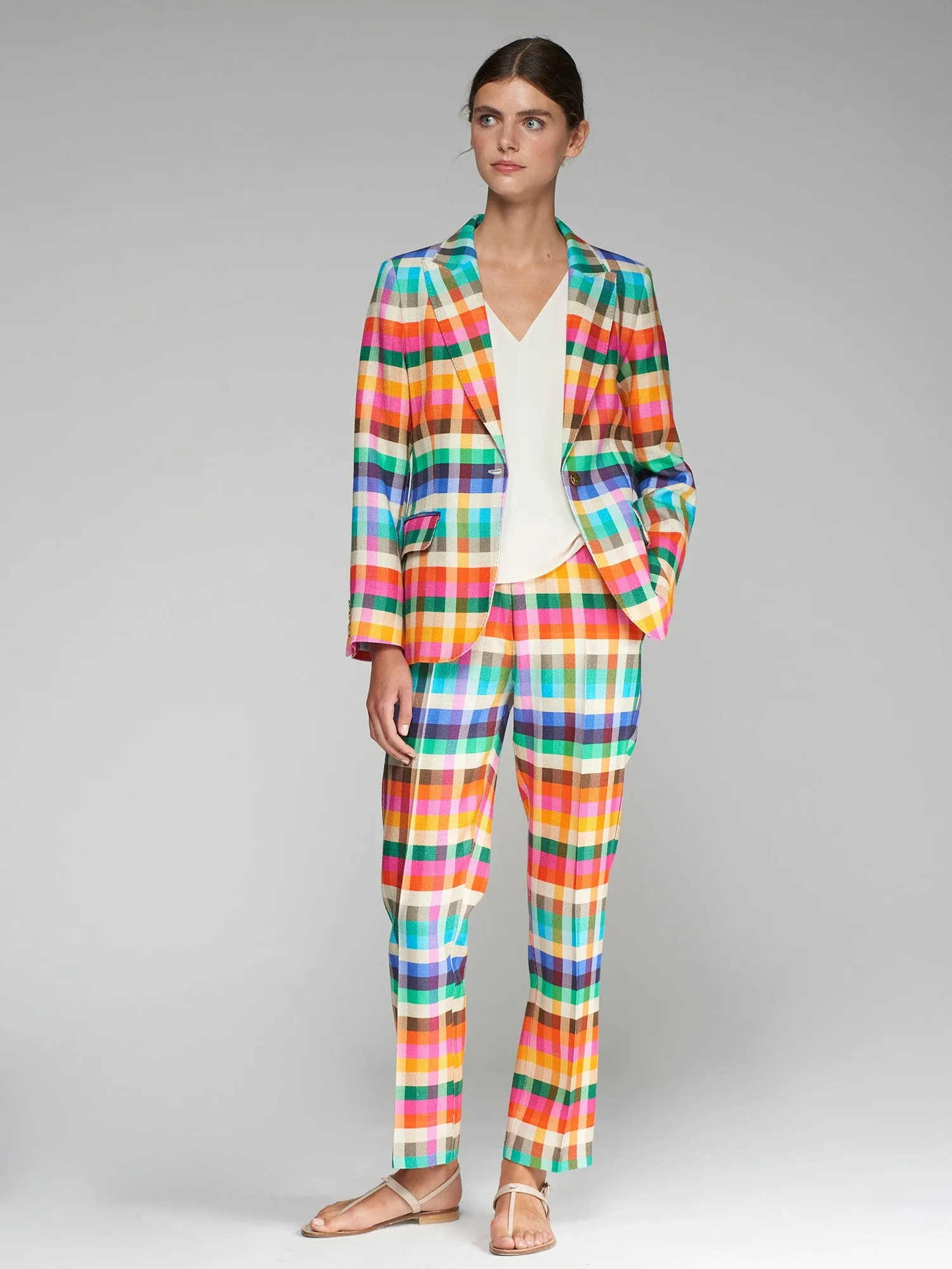 Vilagallo Multi Color Plaid Blazer
